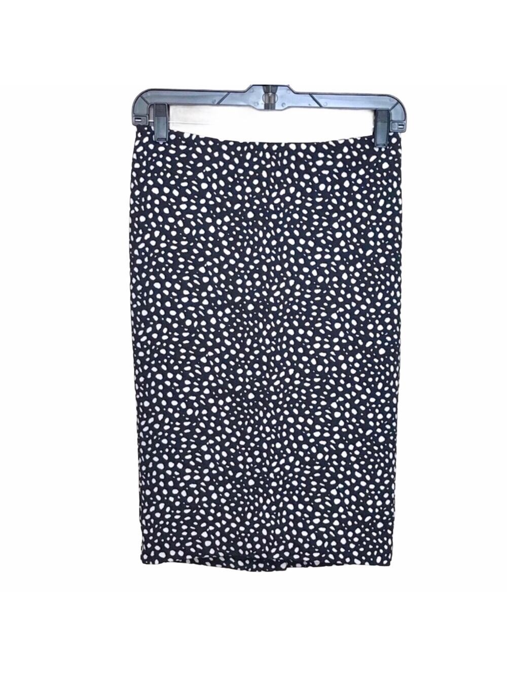 Talbots Black & White Pencil Skirt Polka Dot Knee Length Stretchy
